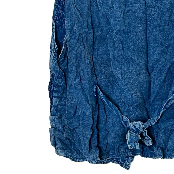 24 Karat | Vintage blue rayon v-neck button front vest tank top free size - Picture 6 of 9